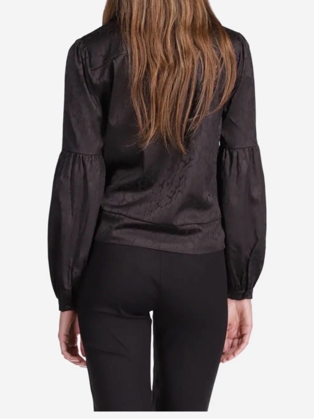 MICHAEL Michael Kors Black Satin Wrap Tie Blouse - Picture 4 of 7